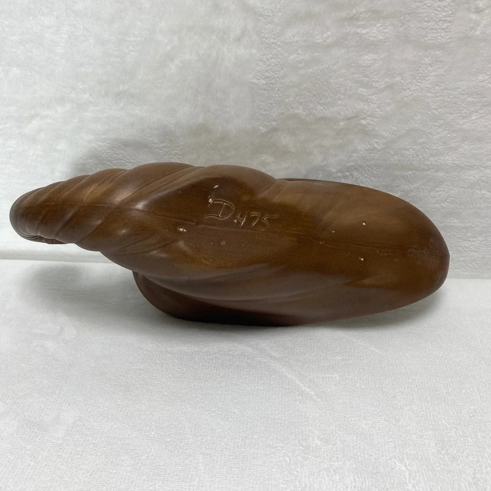 VTG Brown Ceramic Cornucopia Horn of Plenty‎ Vase Planter Table Decor D475